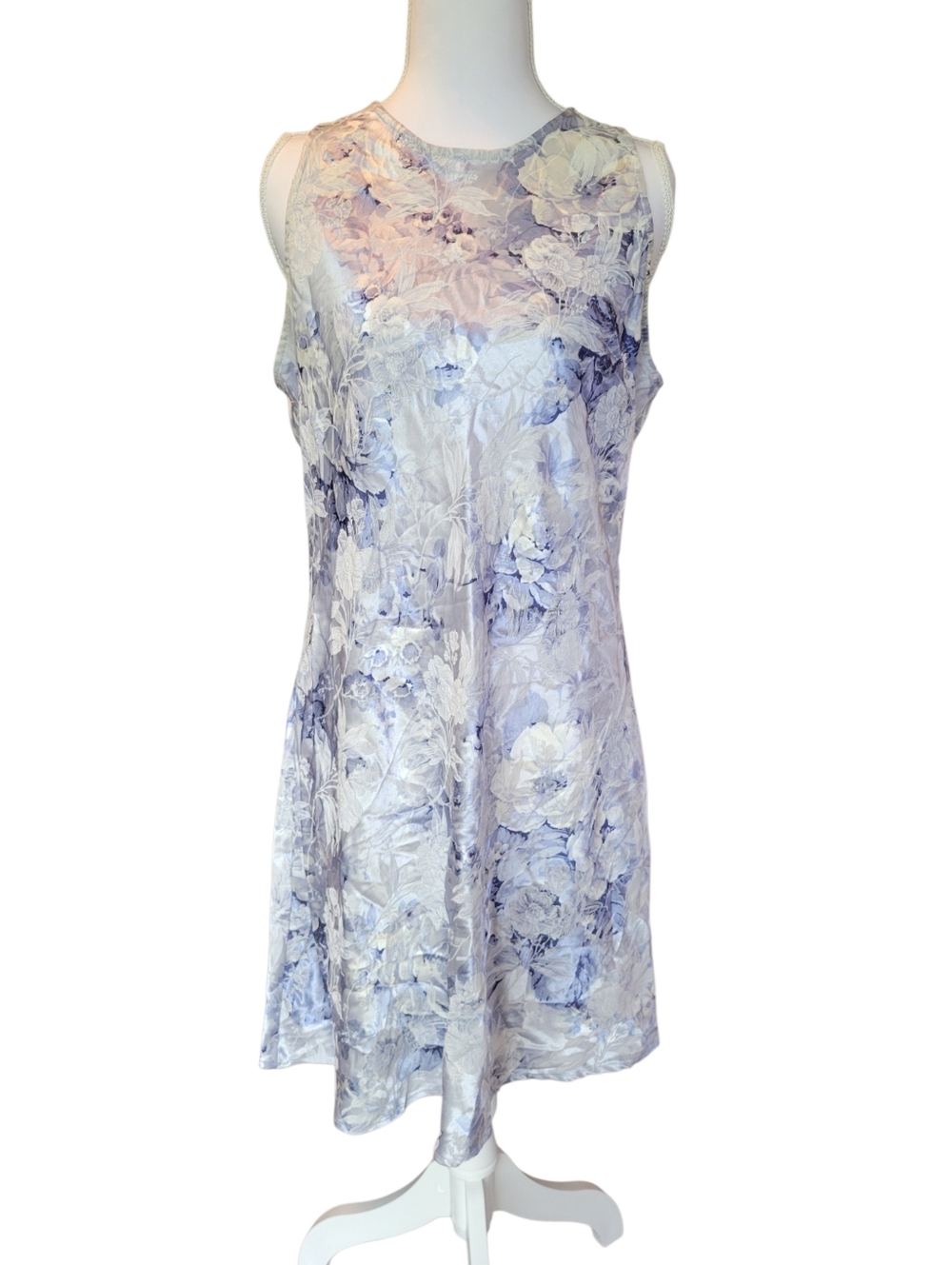Vintage All That Jazz Metallic Blue Floral Sleeveless Sheath Dress